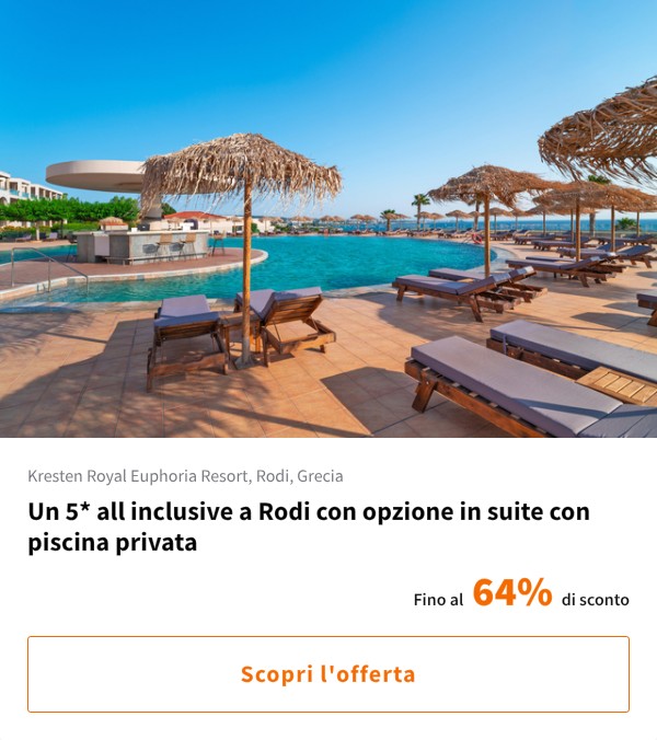 Un 5* all inclusive a Rodi con opzione in suite con piscina privata