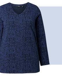 Maglia classica con stampa, scollo a V e maniche lunghe