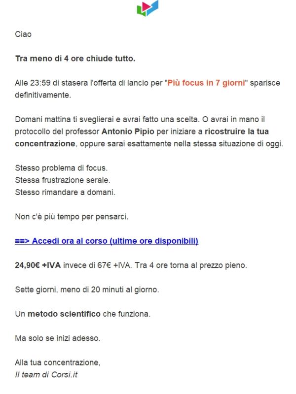 Mancano meno di 4 ore