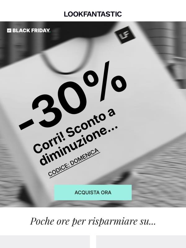 Corri! 30% di sconto a diminuzione...