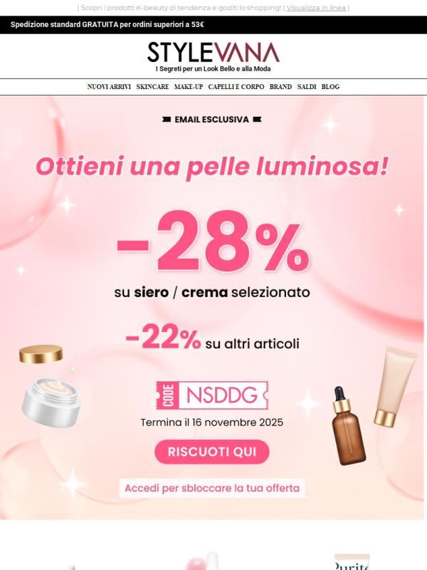 Follia Annuale ❤️‍🔥 -28% Ottieni un effetto luminoso e radioso questo inverno ✨