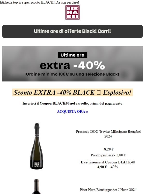 EXTRA -40% BLACK ⌛ Ultime ore!