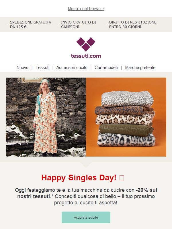 -20% sui tessuti per il Singles Day