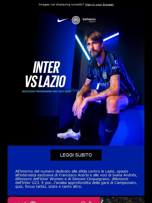 Inter-Lazio: il Matchday Programme