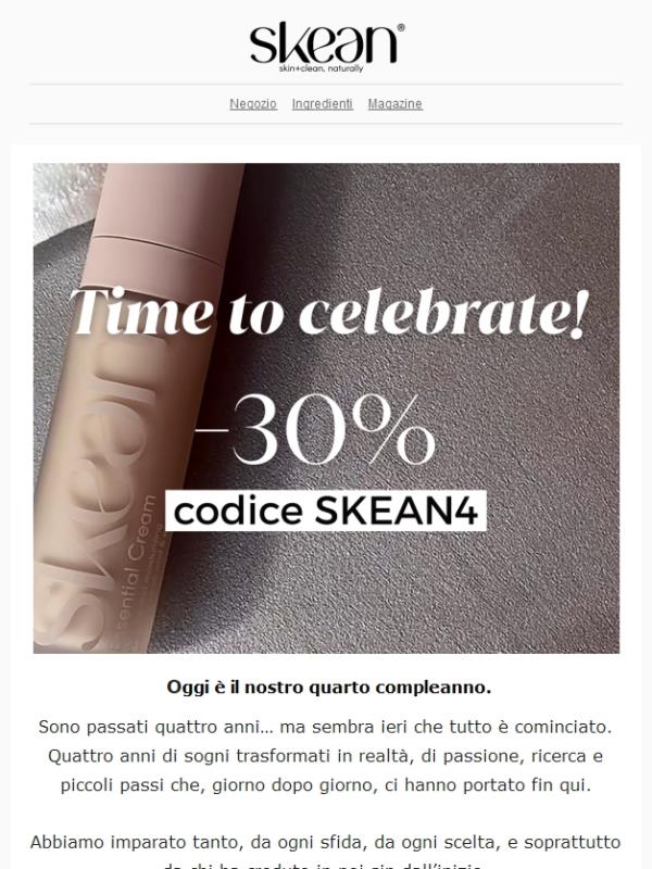 Happy Birthday Skean! 30% di sconto per te