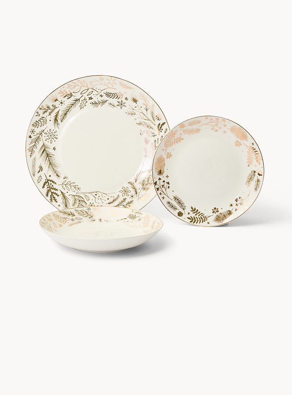 Set 18 piatti new bone china decoro foliage
