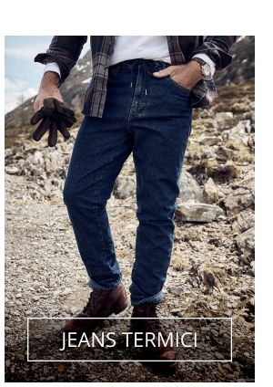 Jeans termici dal taglio dritto con cintura senza aperture