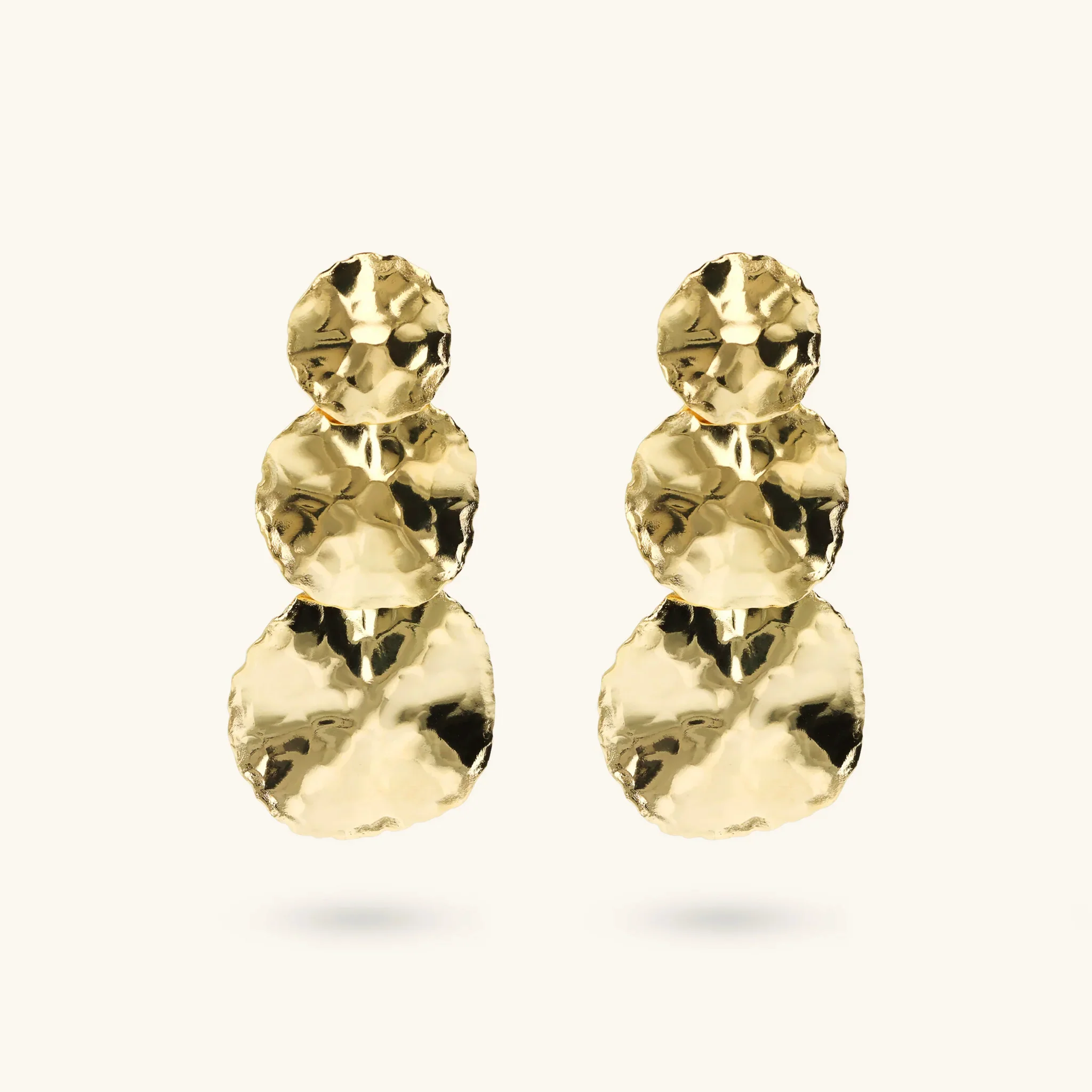 Image of Orecchini Pendenti a Dischi Graduati Martellati