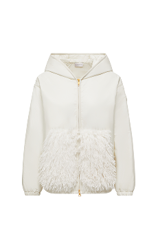 Felpa imbottita con cappuccio, zip e finiture in teddy