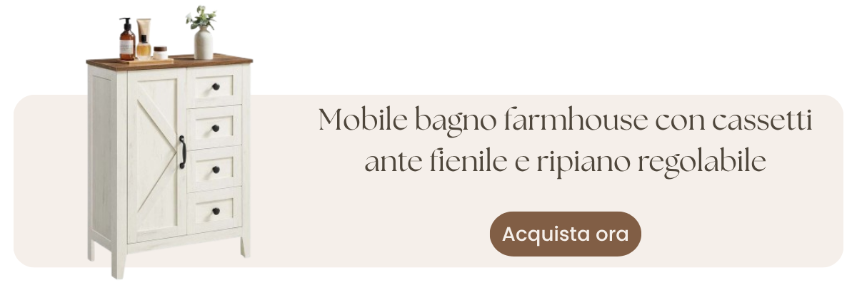 Mobile bagno farmhouse con cassetti ante fienile e ripiano regolabile