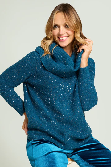 MAGLIA FULL PAILLETTES CON COLLO STACCABILE