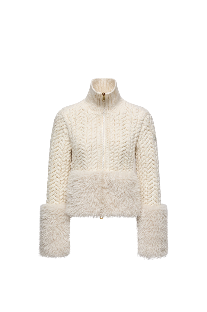 Cardigan con zip in misto lana