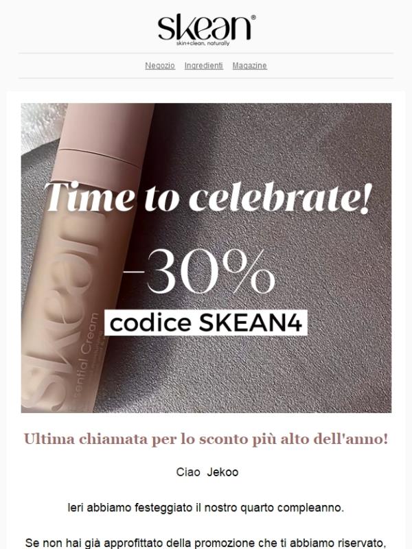 Last call sconto -30% 🎂