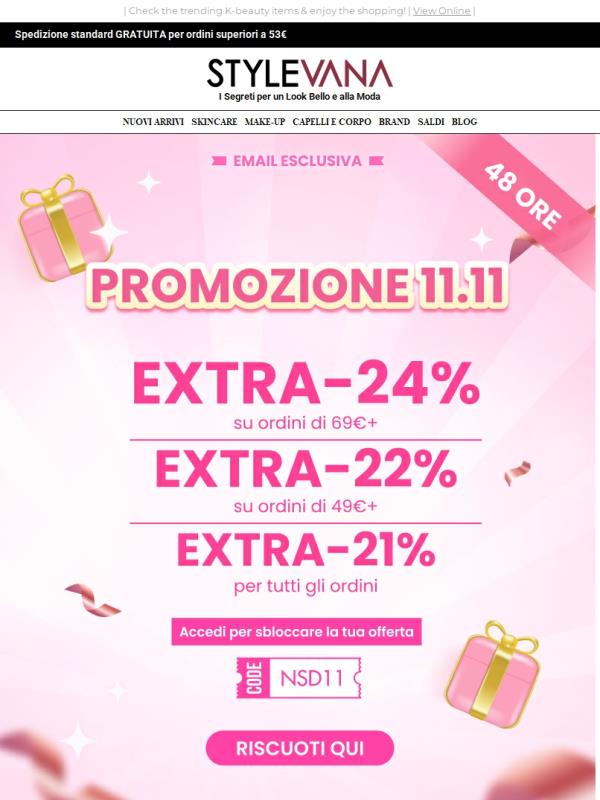 Offerta Lampo 11.11: IN DIRETTA! 🔥 24% DI SCONTO!
