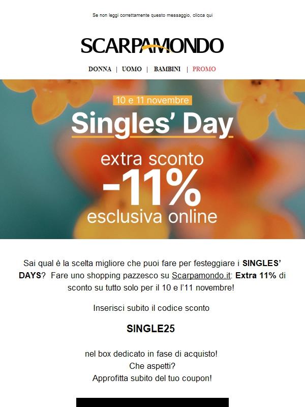 Singles’ Day: -11% su tutto per 48 ore!