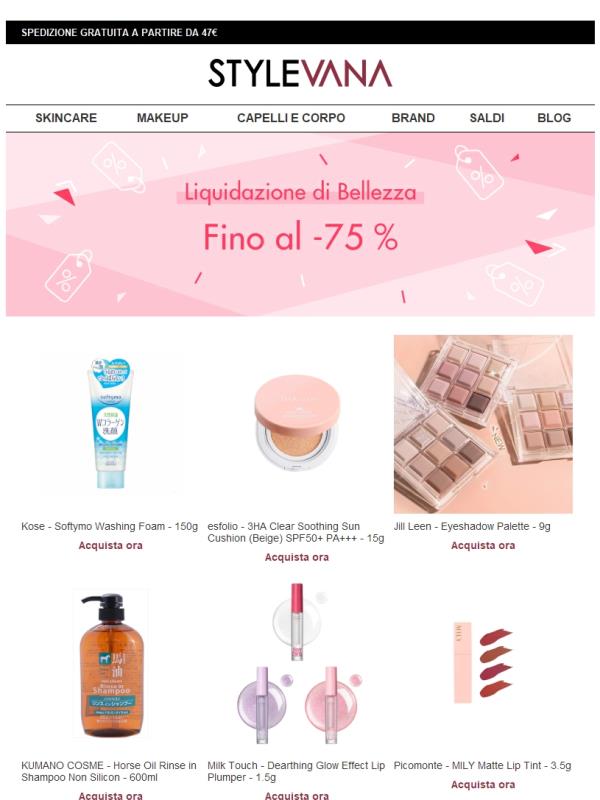 Tempo limitato: LIQUIDAZIONE di articoli con SCONTI fino al 75%