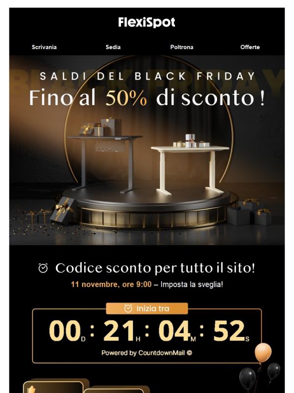 📣 Preparati per domani: Prendi il codice sconto del 50% su tutto !