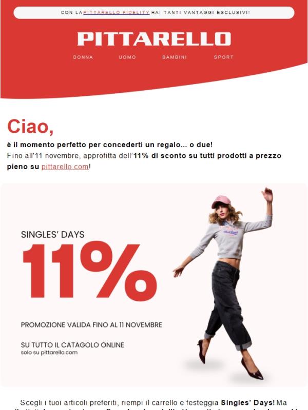 Singles’ Days 💝 Festeggia con l'11% di sconto!