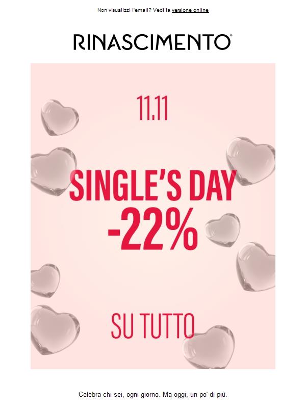 Single's Day: per te il 22% di sconto