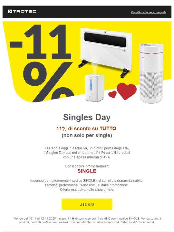 💗 11% di sconto per il Singles Day