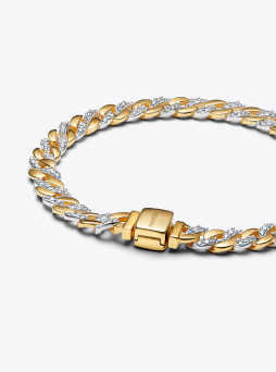 Two-tone Pavé Cuban Chain Bracelet