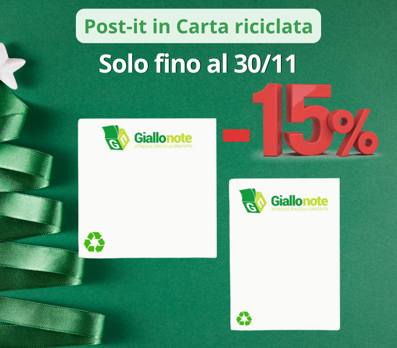 Post it in carta riciclata a SCONTO -15% fino al 30/11