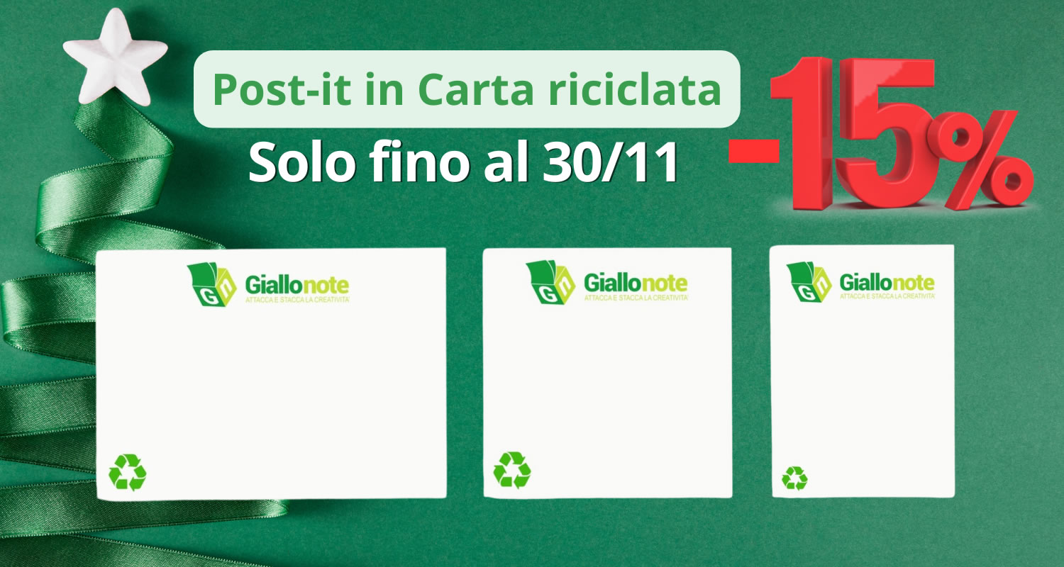 Post it in carta riciclata a SCONTO -15% fino al 30/11