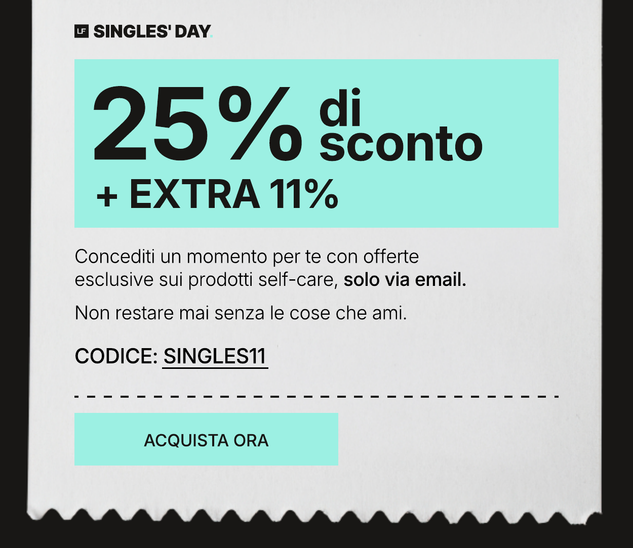 singles day 25 per cent di sconto