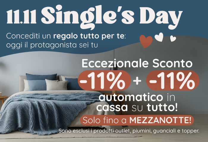 SINGLE DAY: 11% DI SCONTO SU TUTTI I PRODOTTI