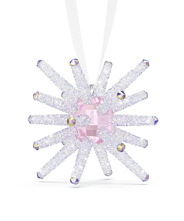 Decorazione con 443 sfaccettature, centro rosa intenso e punte scintillanti