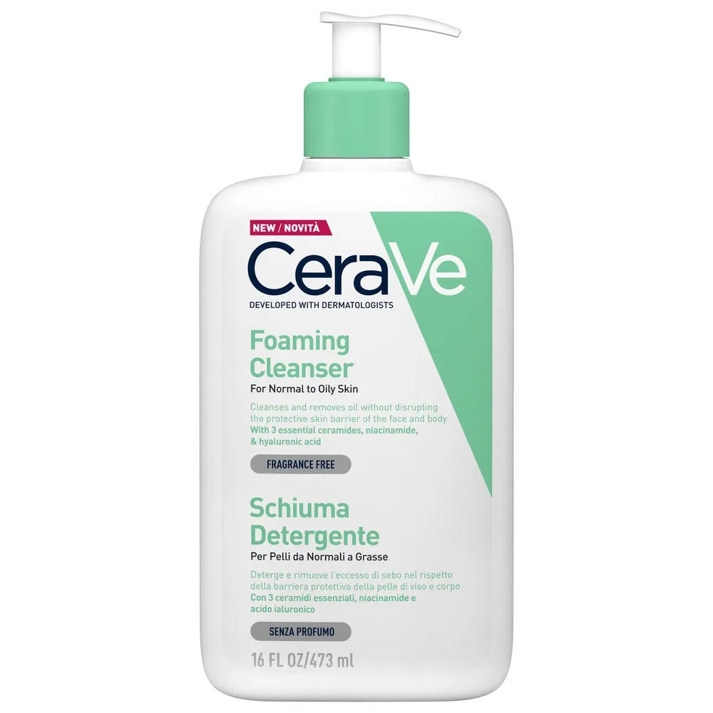 Cerave Schiuma Detergente Viso e Corpo Pelli Normali/Grasse Ipoallergenica 473ml