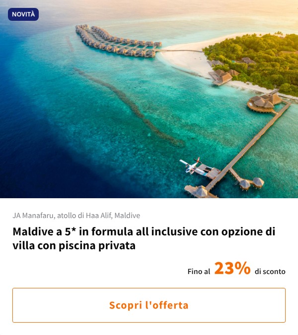 Maldive a 5* in formula all inclusive con opzione di villa con piscina privata