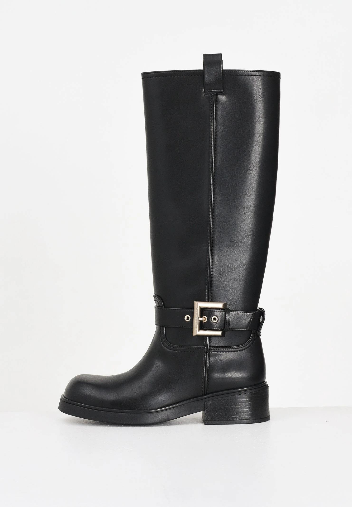 Image of ARMANI EXCHANGE Stivali alti neri da donna con fibbia