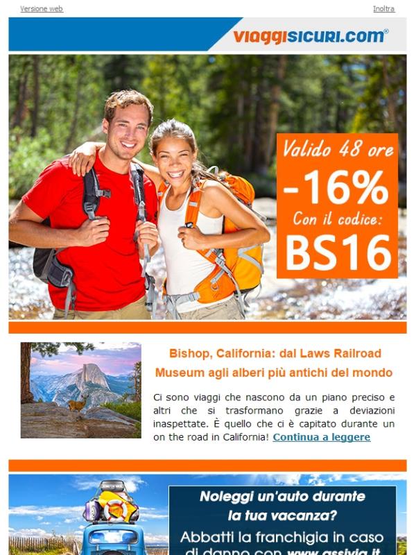 -16% sulle polizze e un viaggio a Bishop, California