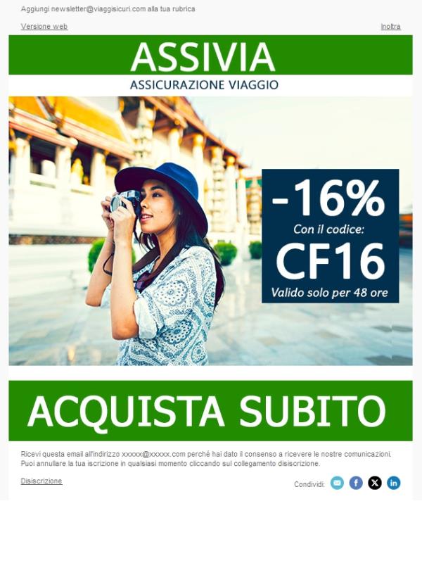- 16% su tutte le nostre polizze!