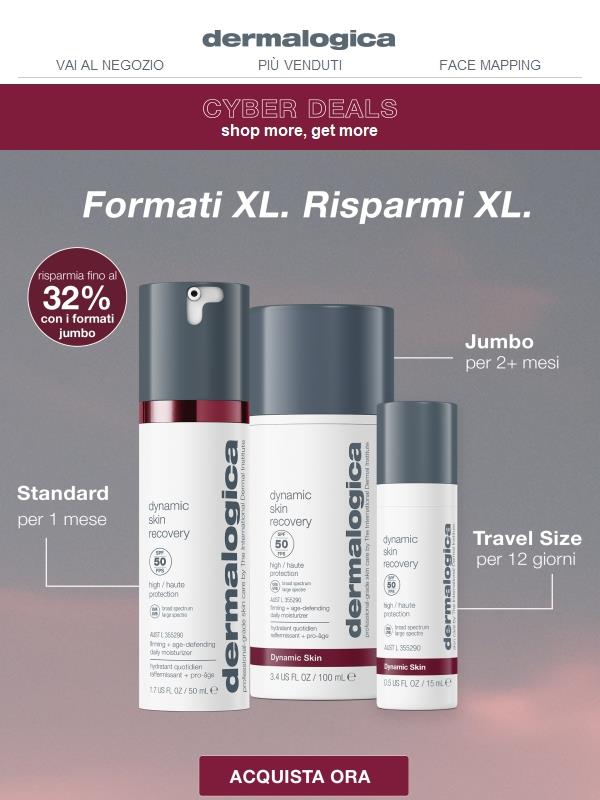 Risparmia fino al 32% con i formati XL