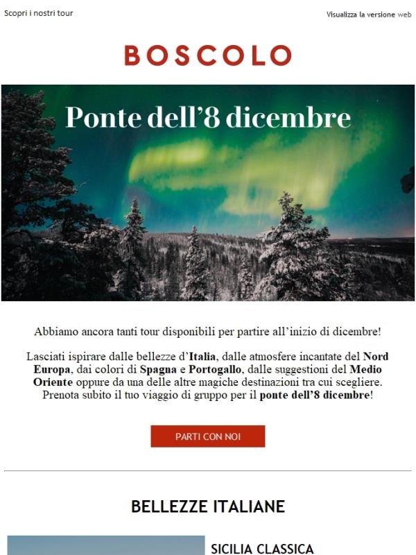 Ponte 8 dicembre: ancora tanti tour disponibili