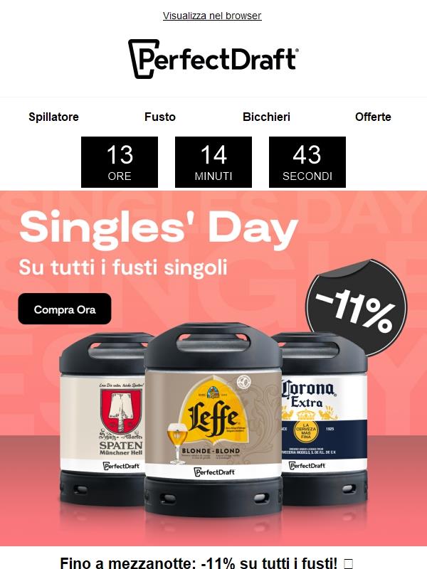 🔥 Solo fino a mezzanotte: -11% su tutti i fusti di birra!