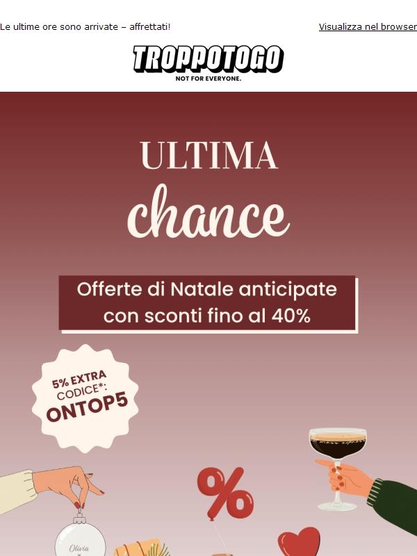 Il tempo sta per scadere! Fino al 40% di sconto + 5% extra sui tuoi regali!