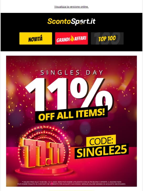 Singles Day Special 🤍 11 % di sconto extra per te! 🤍