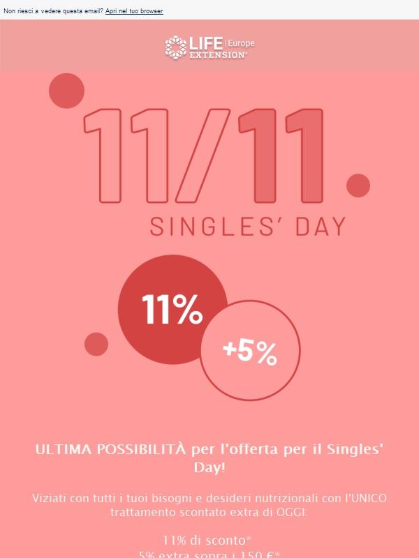 ULTIMA POSSIBILITÀ! Singles’ Day Sale