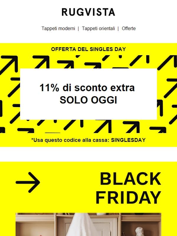 OGGI: 11% di sconto extra per il Singles Day 🛒🎉
