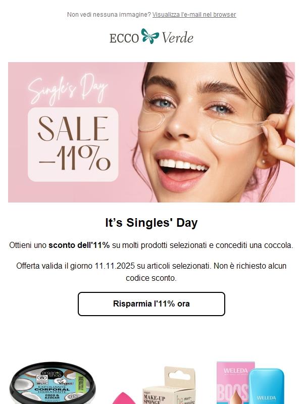 Singles' Day: sconto dell'11%