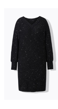 Abito in maglia con scollo a V e maniche lunghe