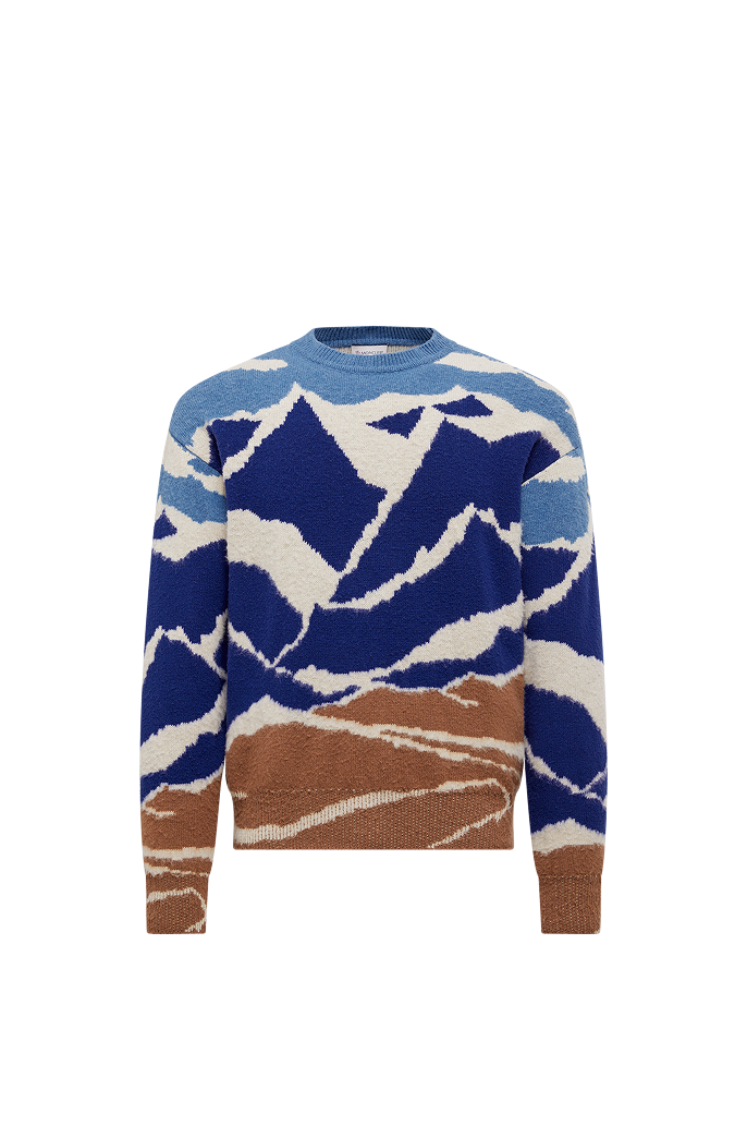 Maglione in Lana Jacquard con Motivo Alpino