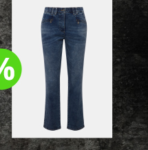 Jeans modello Mony con gamba conica, tessuto elasticizzato e tasche con zip