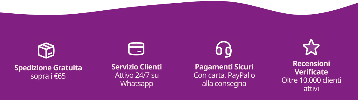 Sepdizione Gratuita soprai 65€, servizio clienti e 10000 recensioni verificate