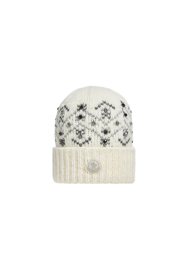 Berretto in misto alpaca con cristalli ricamati