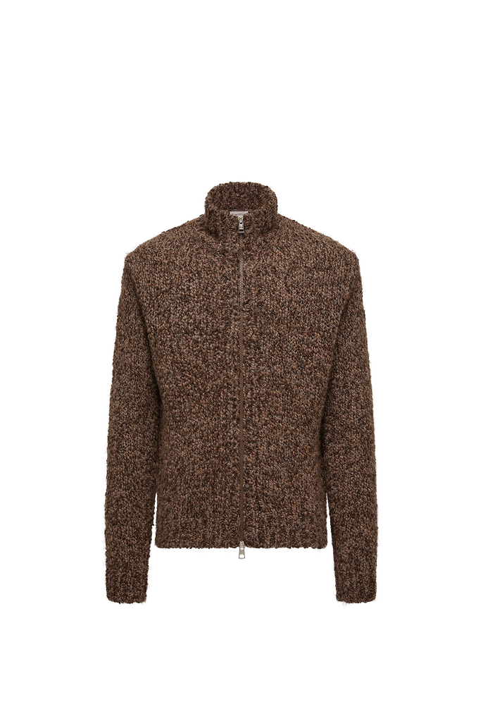 Cardigan con zip in lana e alpaca
