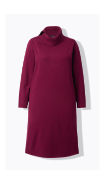 Abito midi di maglia con zip, collo dolcevita e maniche lunghe